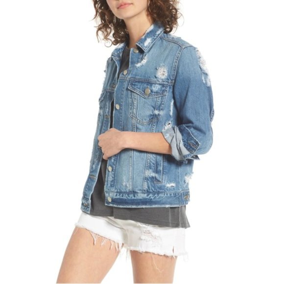 Nordstrom Jackets & Blazers - Notdstrom BP Oversized Denim Jacket Distressed Light Wash XS